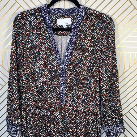 Anthropologie ett:twa Christene Silken Jumpsuit Long Sleeve Color Print Size 6